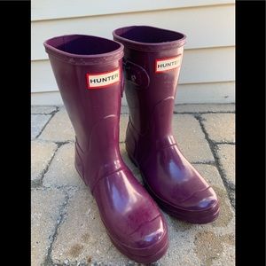Hunter rain boots.